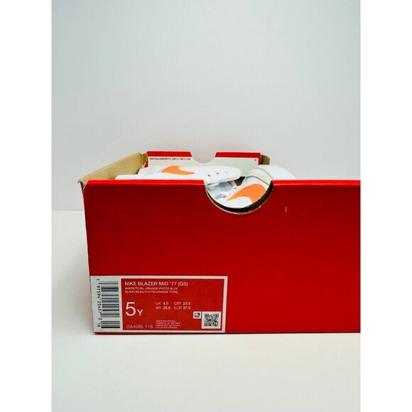 5Y FITS 6.5 W NIKE Blazer Mid '77 GS 'White Total Orange DA4086 116 - Picture 7 of 7